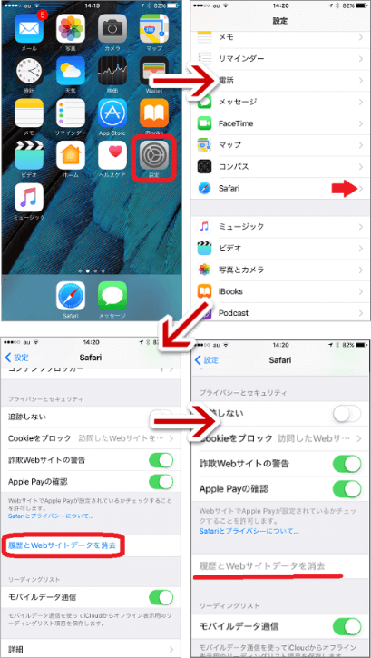 iPhoneの履歴消去法